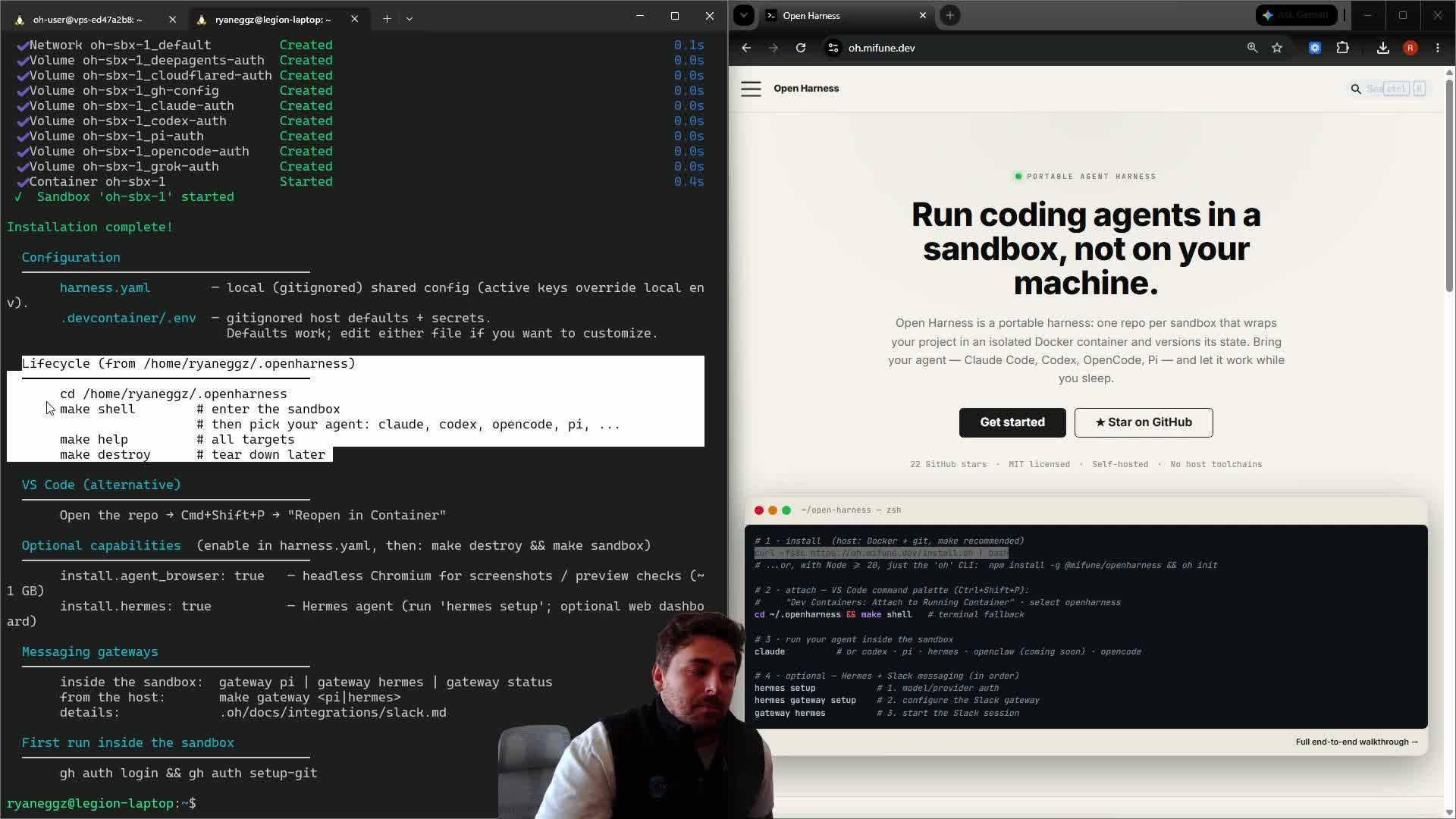 The July 2026 installer shows how to enter the sandbox and configure GitHub.